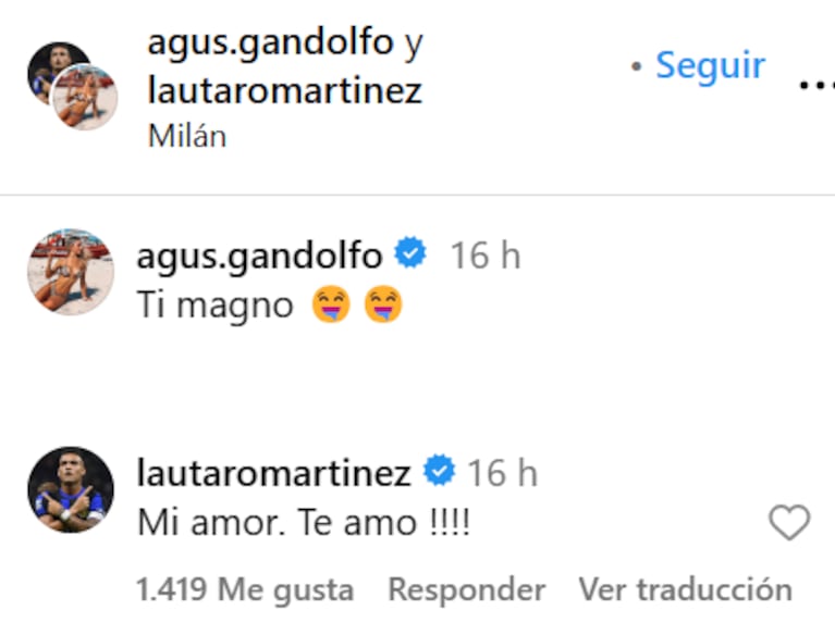 Agustina Gandolfo y Lautaro Martínez se mostraron enamorados: las fotos que desmienten los rumores de crisis