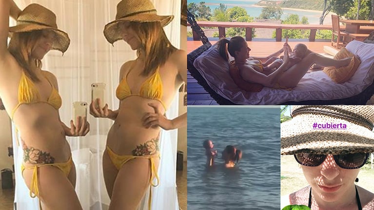 Agustina Kämpfer, feliz con su bebé en Brasil.