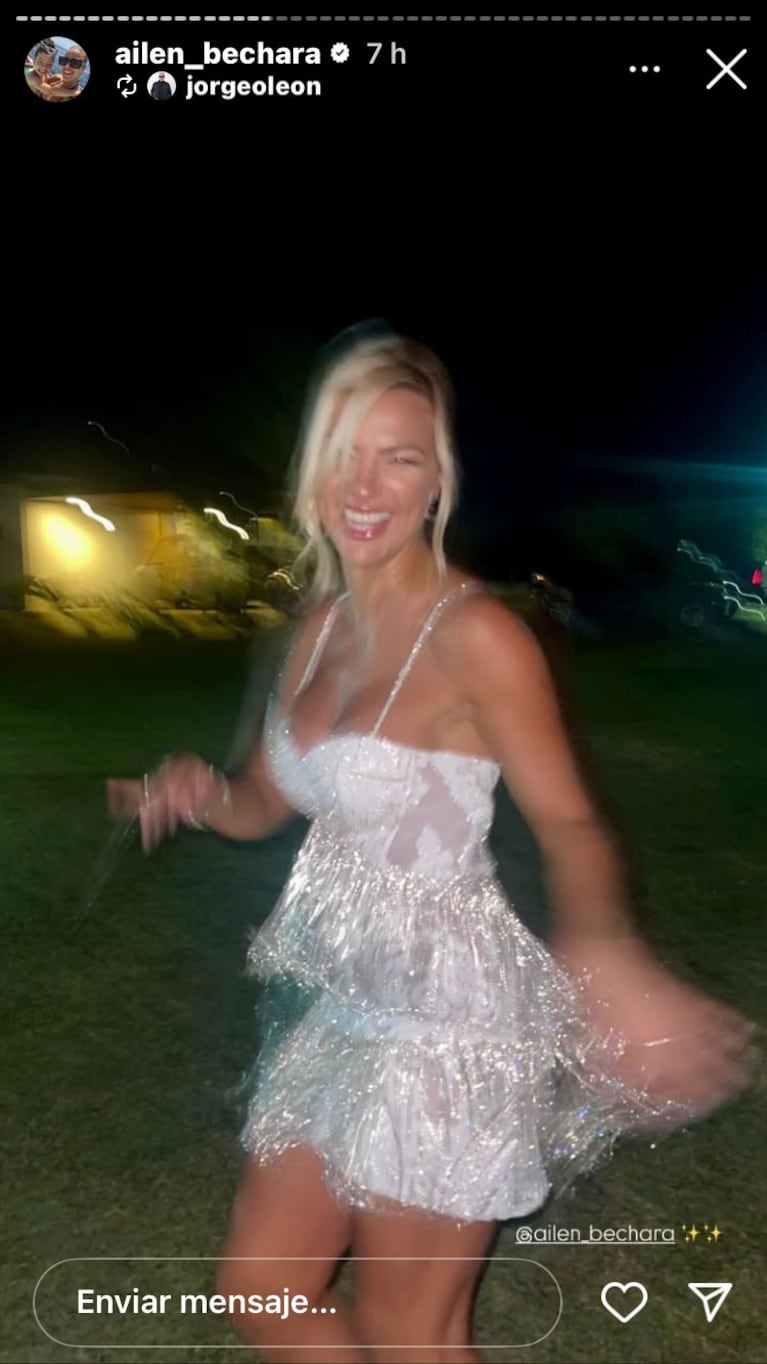 Ailén Bechara con su segundo look en su casamiento con Agustín (Foto: Instagram).