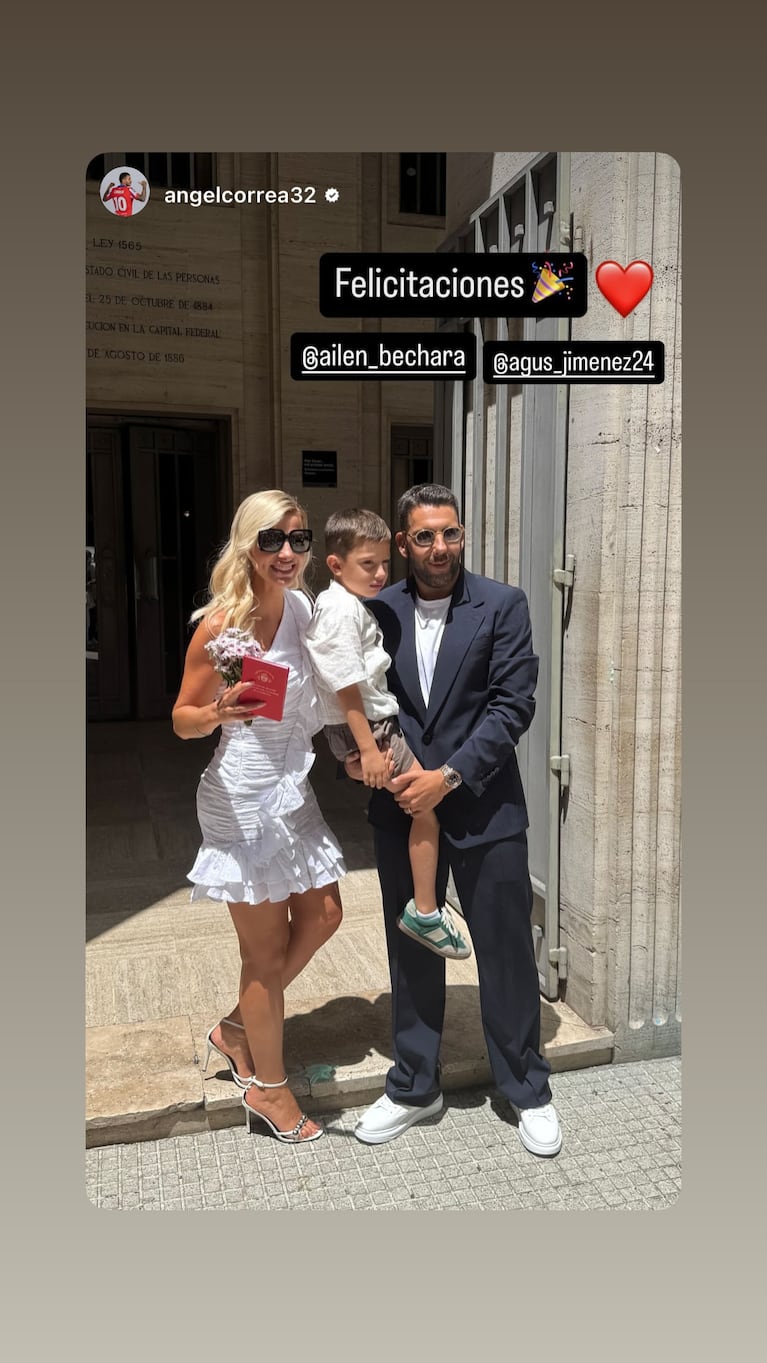 Ailén Bechara y Agustín Jiménez con su hijo Francisco. Foto: Instagram.