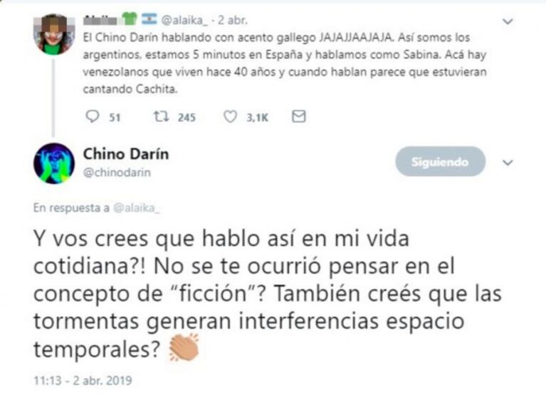 Al Chino Darín lo burlaron por su acento español en una película ¡y no se quedó callado! 