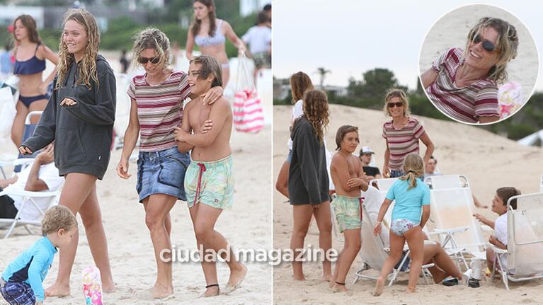 ¡Al mal tiempo, buena cara! Maru Botana y sus hijos disfrutaron de un día nublado de playa en Punta del Este