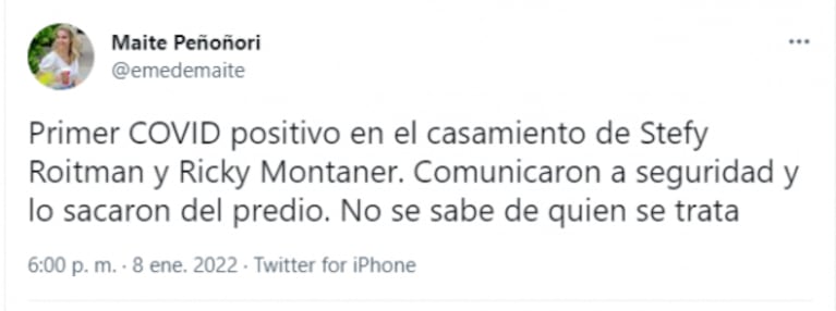 Alarma en el casamiento de Ricky Montaner y Stefi Roitman por un caso de coronavirus: "Lo sacaron del predio"