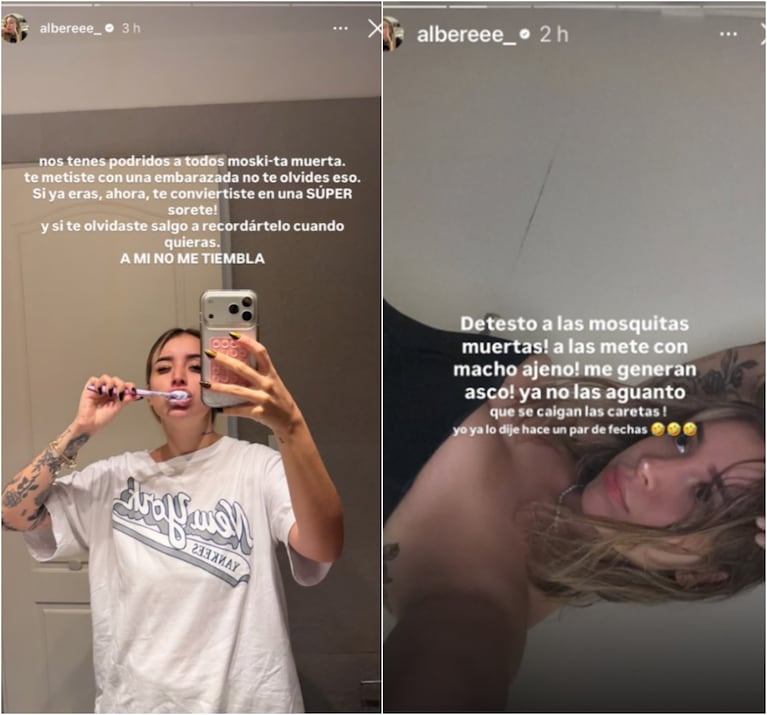 Albere redobló la apuesta contra Tuli Acosta y la pelea sumó un nuevo capítulo tras la separación de La Joaqui y Luck Ra. Crédito: Instagram