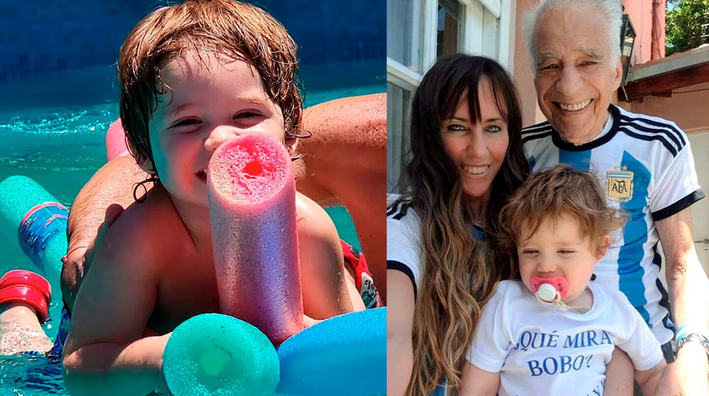 Alberto Cormillot le enseñó a nadar a su hijo Emilio: las fotos familiares en la piscina.