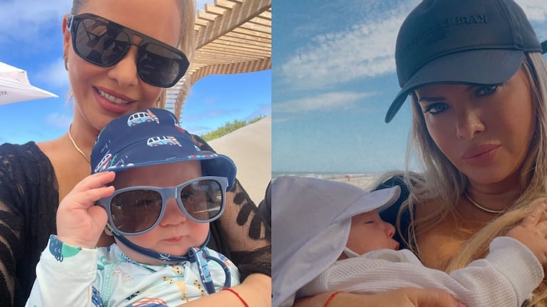 Alejandra Maglietti llevó a su hijo Manu a conocer el mar. Crédito: Instagram