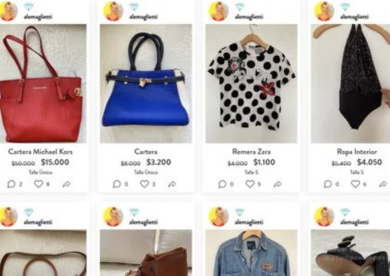 Alejandra Maglietti puso en venta en Internet parte de su guardarropa: desde zapatos hasta ropa interior