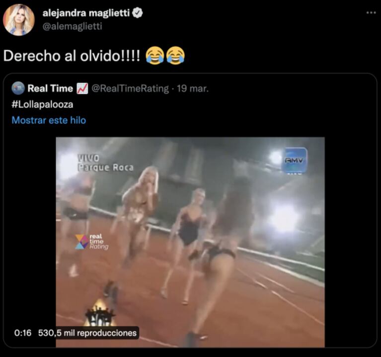 Alejandra Maglietti reaccionó divertida a las burlas sobre las Electrostars en medio del Lollapalooza: "Derecho al olvido"