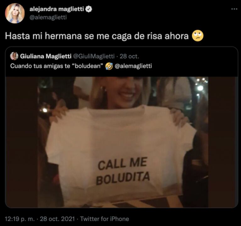 Alejandra Maglietti recibió un divertido regalo inspirado en su cruce con Wanda Nara: "Hasta mi hermana se ríe"