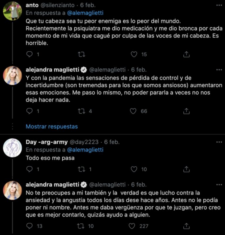Alejandra Maglietti reveló que sufre ansiedad: "Lucho contra la angustia todos los días desde hace años"