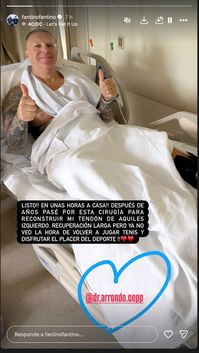 Alejandro Fantino fue operado del tendón de Aquiles. Crédito: Instagram