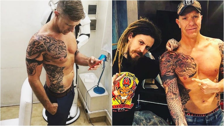 Alejandro Fantino lució su enorme tatuaje terminado (Fotos: Instagram)