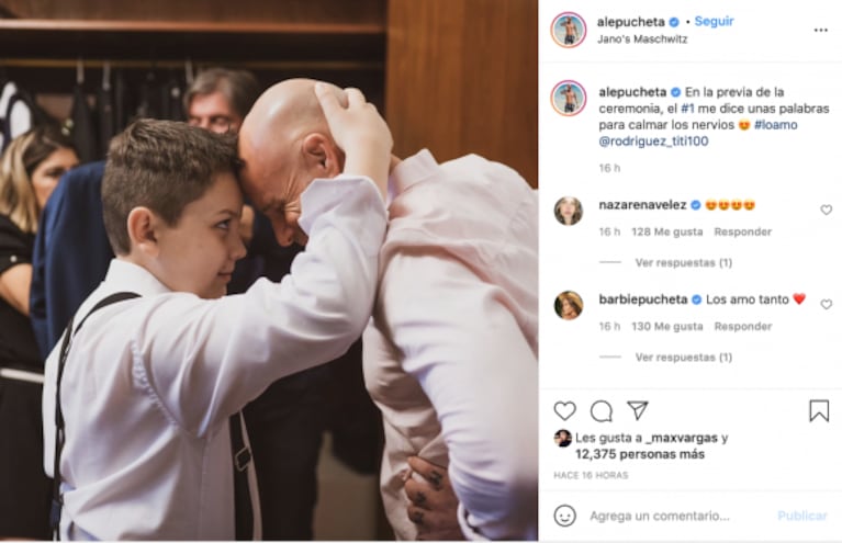 Alejandro Pucheta compartió una emotiva foto con Thiago en la boda de Barbie Vélez: "Lo amo"