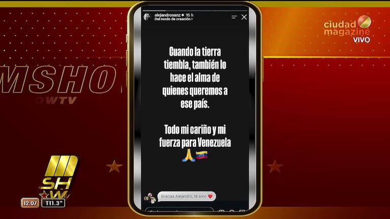 Alejandro Saenz se sumó a las ayudas por la tragedia de Venezuela (Foto: captura de Mshow).