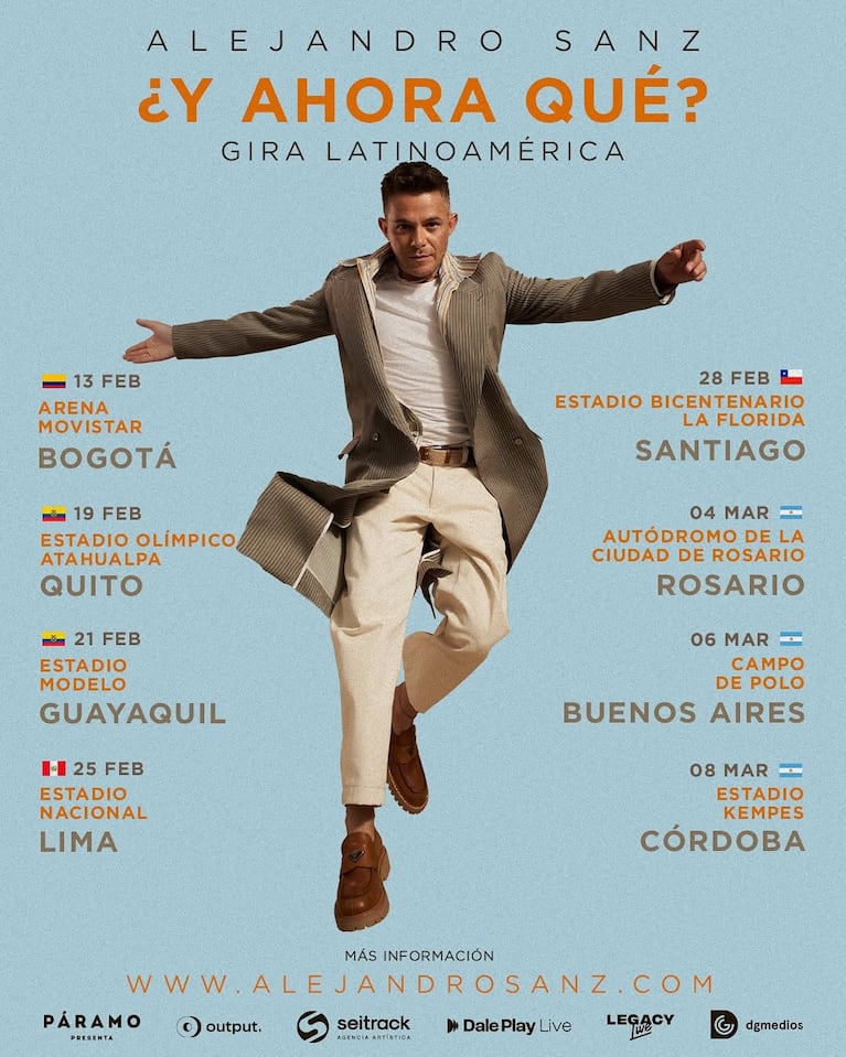 Alejandro Sanz en Argentina en 2026: entradas para Rosario, Buenos Aires y Córdoba