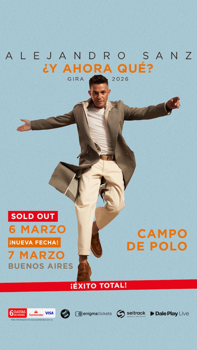 Alejandro Sanz suma una nueva fecha en Buenos Aires tras agotar su primer show en el Campo Argentino de Polo