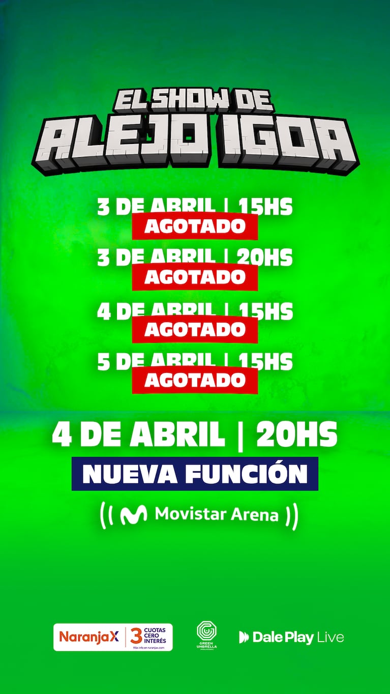 Alejo Igoa suma quinta fecha en el Movistar Arena: cuándo comprar las entradas