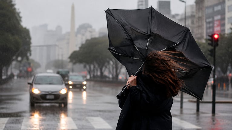 Alerta amarilla por vientos fuertes y lluvias en CABA (foto IA)