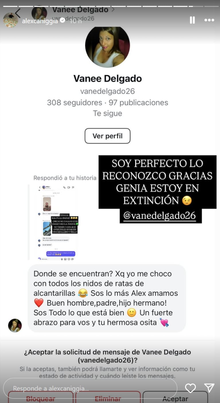 Alex Caniggia coqueteó con sus fans. Foto: IG | alexcaniggia