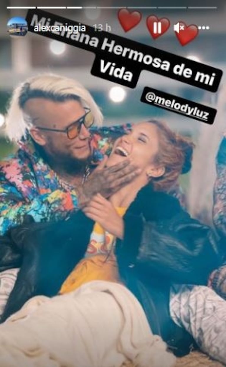 Alex Caniggia le dedicó románticos posteos a Melody Luz: "Mi enana hermosa"
