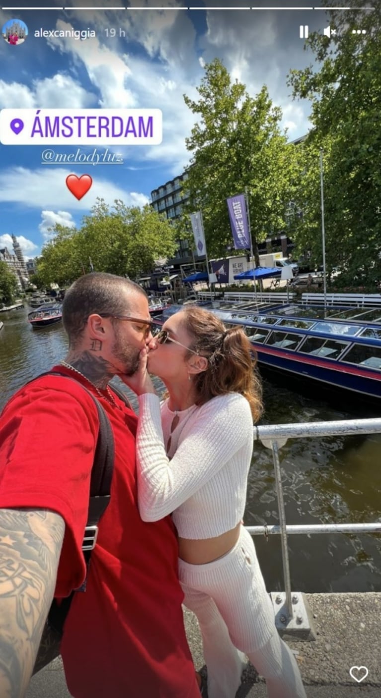 Alex Caniggia le dedicó un romántico mensaje a Melody Luz mientras disfrutan de su luna de miel en Europa