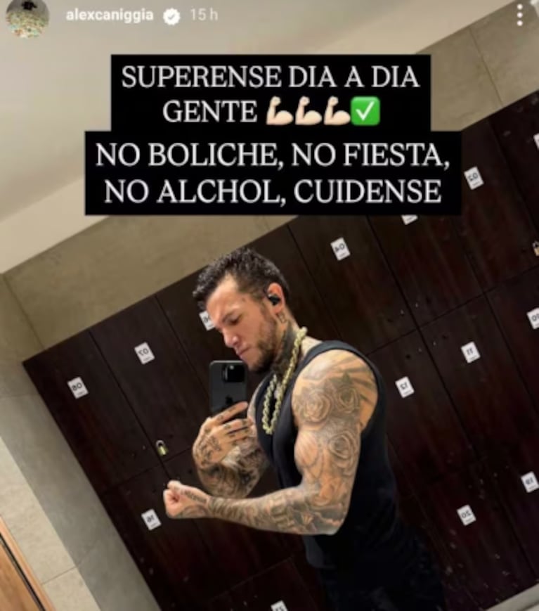 Alex Caniggia mostró su cambio físico. Foto: IG | alexcaniggia