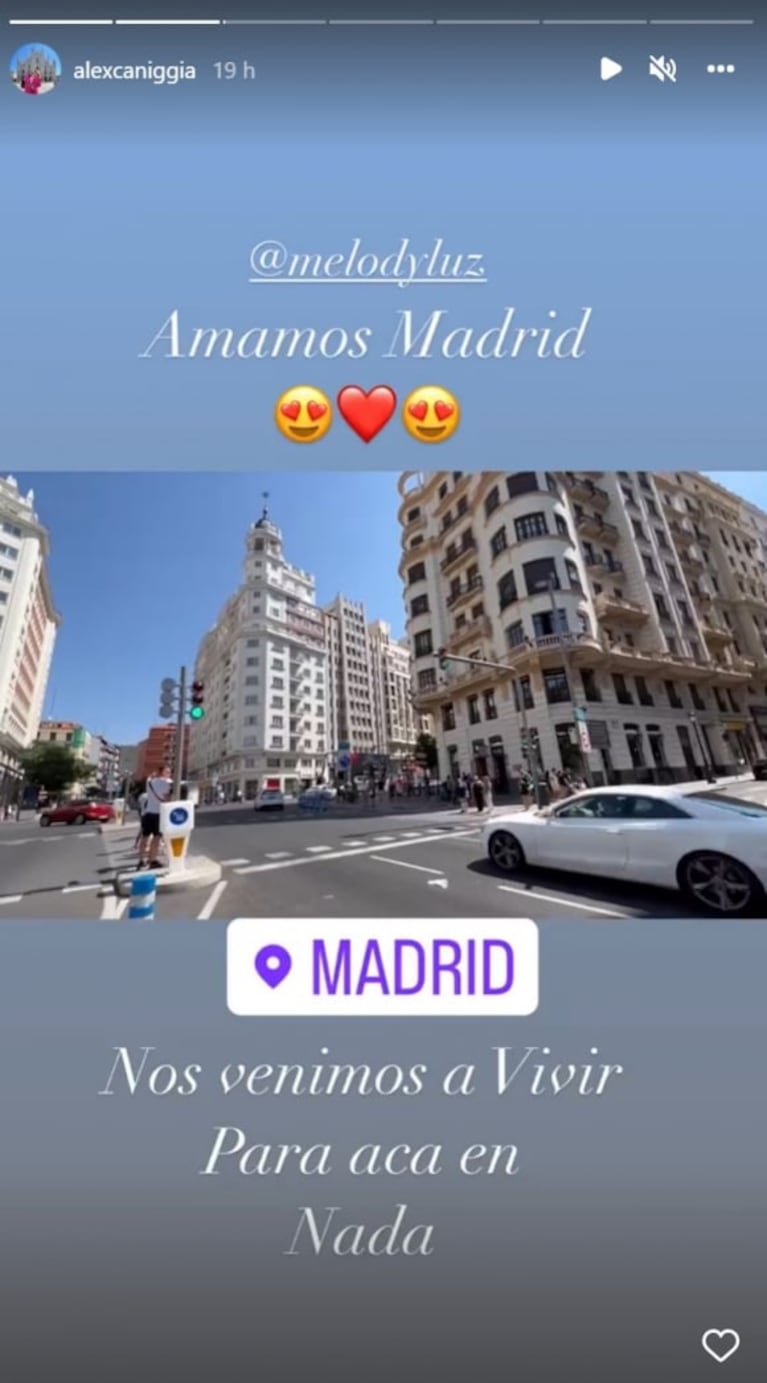 Alex Caniggia y Melody Luz, apasionados en Madrid, anunciaron que se quieren ir del país