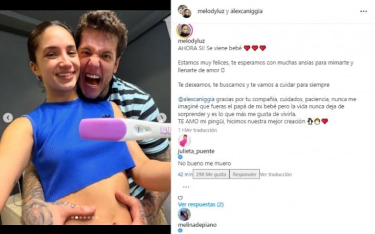 Alex Caniggia y Melody Luz dieron la noticia más esperada: "¡Ahora sí se viene el bebé!"