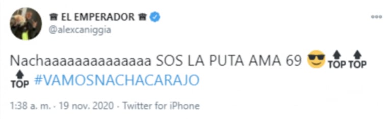 Alexander Caniggia bancó a Nacha Guevara, tras su tenso ida y vuelta con Lola Latorre: "¡Sos la puta ama!"
