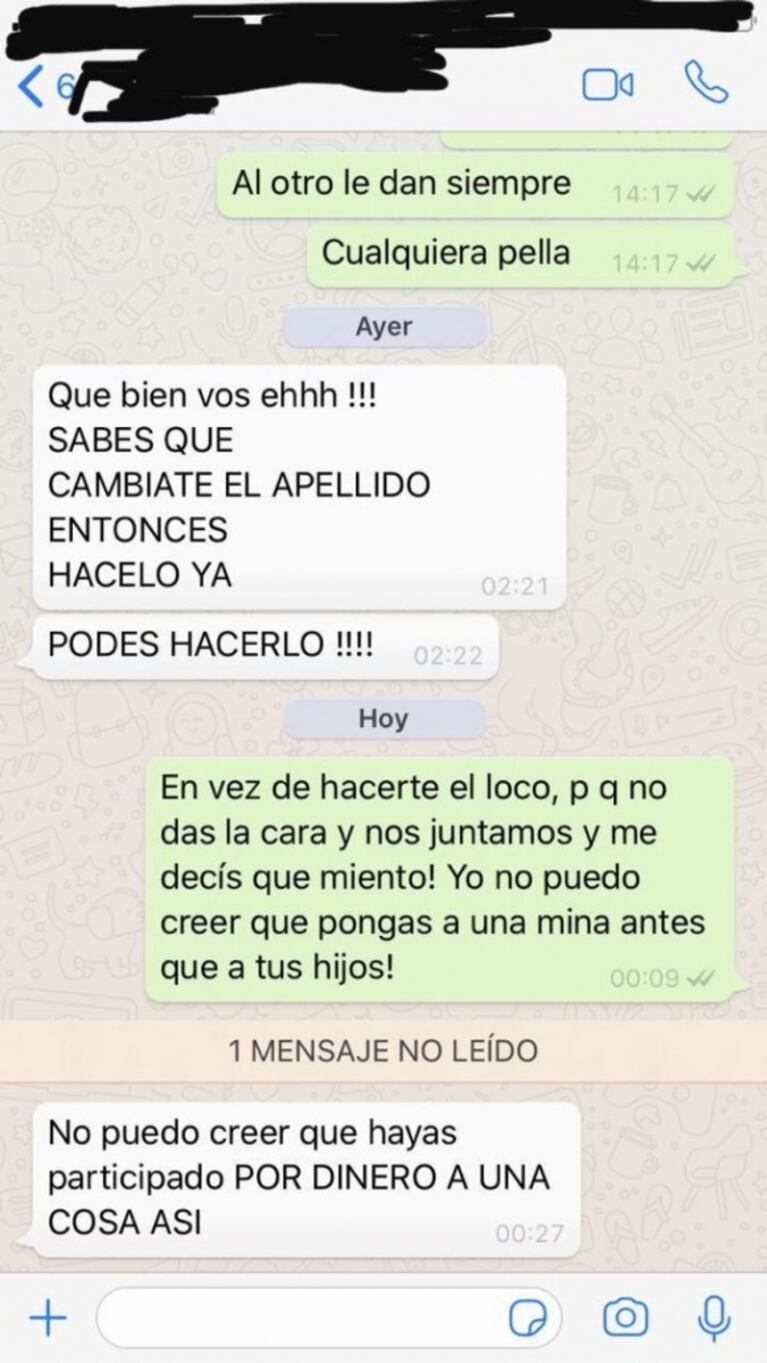 Alexander Caniggia publicó un chat privado con una durísima exigencia de su padre: "¡Cambiate el apellido ya!"