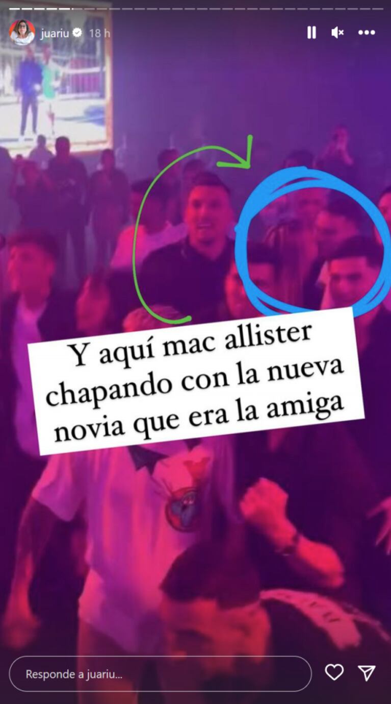 Alexis Mac Allister fue captado in fraganti besándose con su amiga Ailén Cova, tras la separación de Camila Mayan