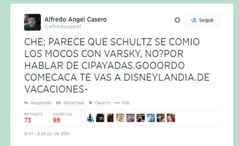 Alfredo Casero, durísimo contra Gabriel Schultz. (Foto: web)