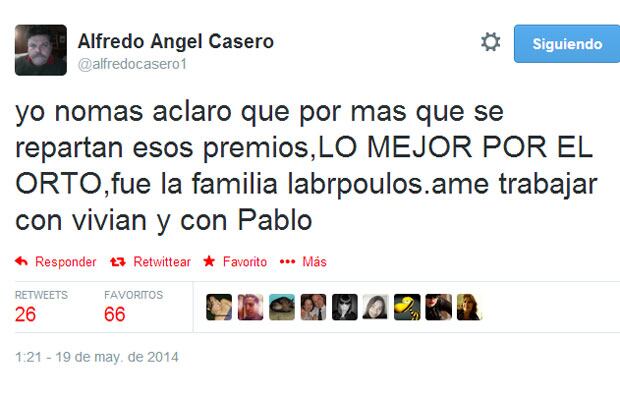 Alfredo Casero no fue al Martín Fierro, pero habló de Farsantes (Foto: Twitter)