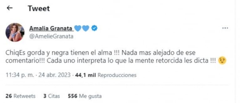 Amalia Granata cruzó a los haters que la criticaron por opinar del cuerpo de su hija: "Negra tienen el alma"