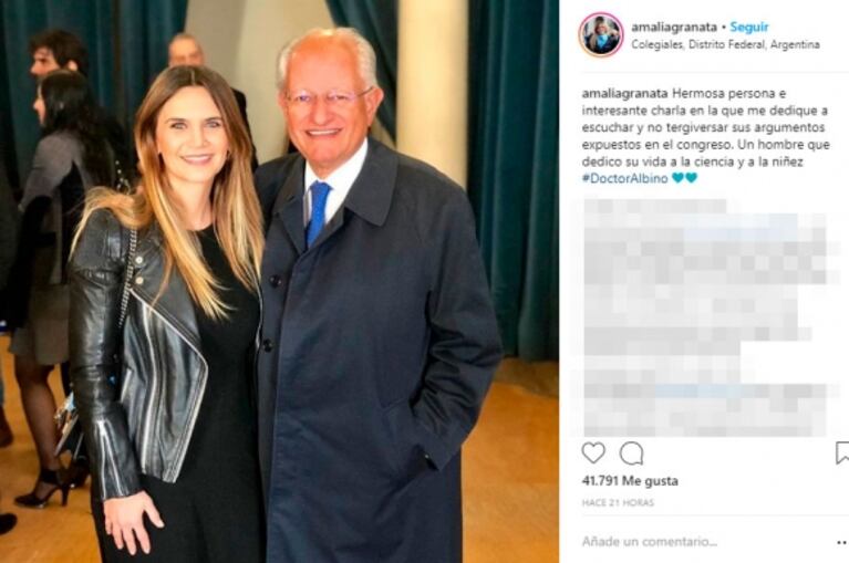 Amalia Granata se mostró con Abel Albino, tras sus repudiadas declaraciones sobre el preservativo: "Hermosa persona"