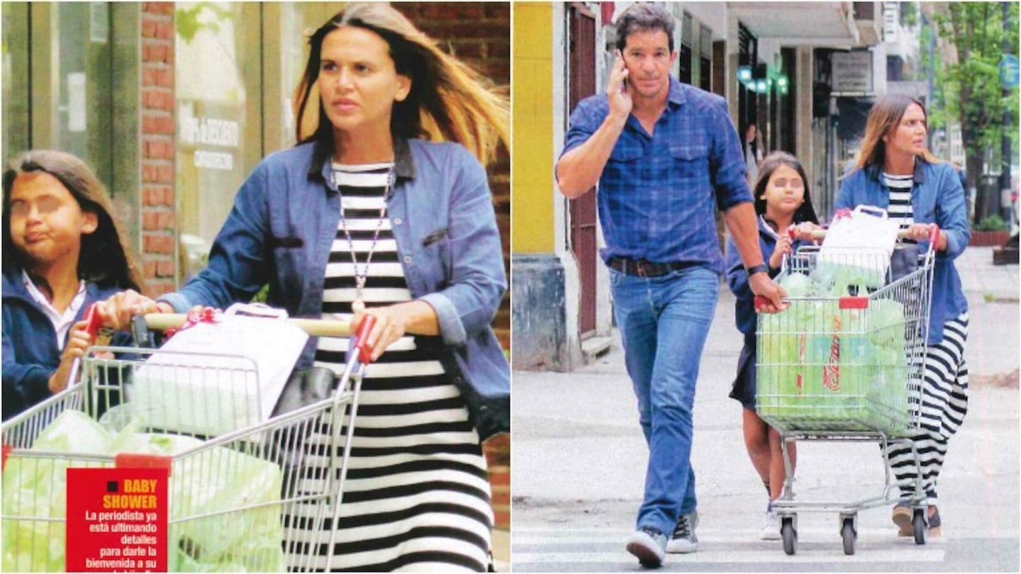Amalia Granata y Leonardo Squarzon, juntos y en familia en una salida al supermercado. Foto: Revista Paparazzi
