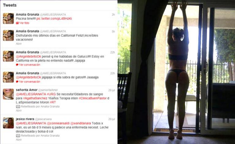 Amalia Granata y su foto hot en Twitter: (Foto: @AmelieGranata)