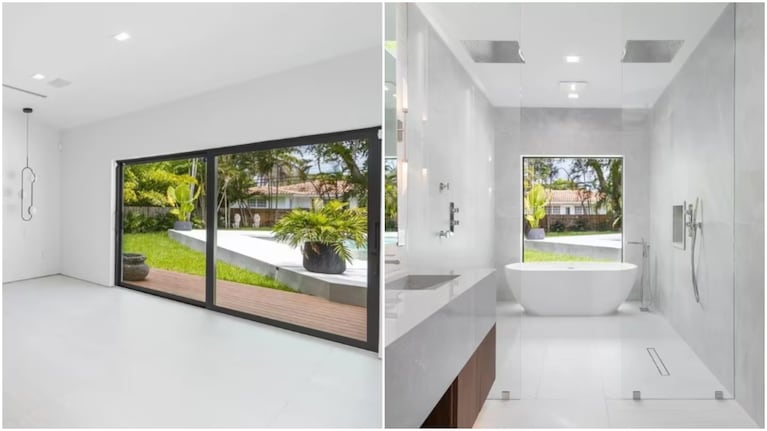 Ambientes y baño modernos con terminaciones en blanco y madera