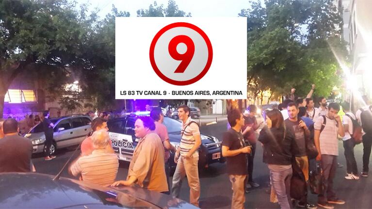 Amenaza de bomba en Canal 9. Foto: Twitter @nildasarli.
