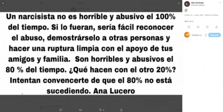 Ana Oertlinger, ex de Daniel Osvaldo, opinó sobre el casamiento con Gianinna Maradona: "¡Qué payaso!"