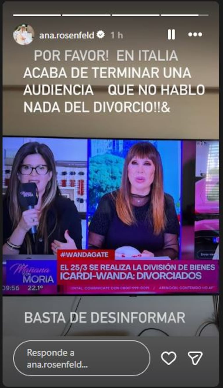 Ana Rosenfeld repudió a La Mañana con Moria y a Elba Marcovecchio.