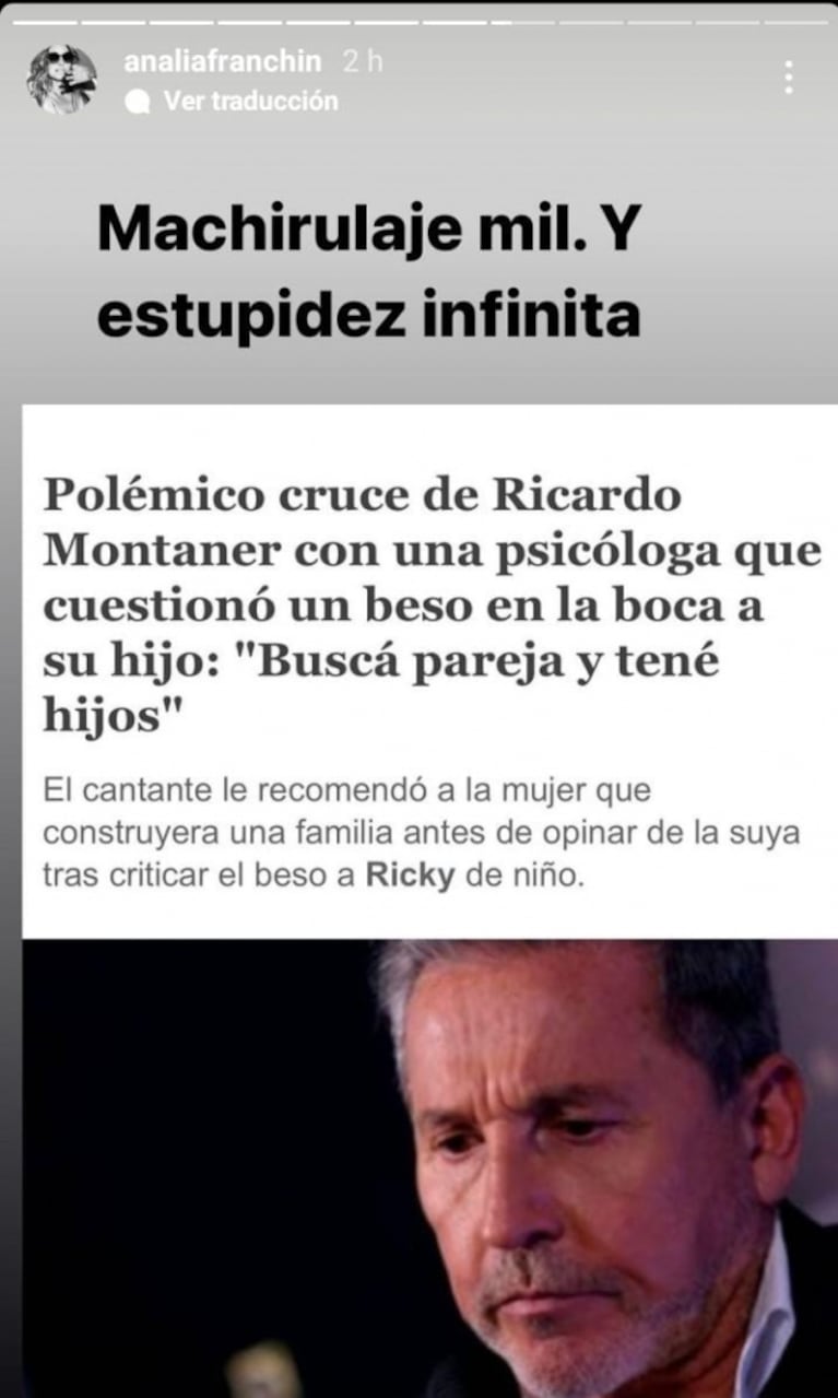 Analía Franchín apuntó fuerte contra Ricardo Montaner por su polémico tweet a una psicóloga: "Machirulaje"