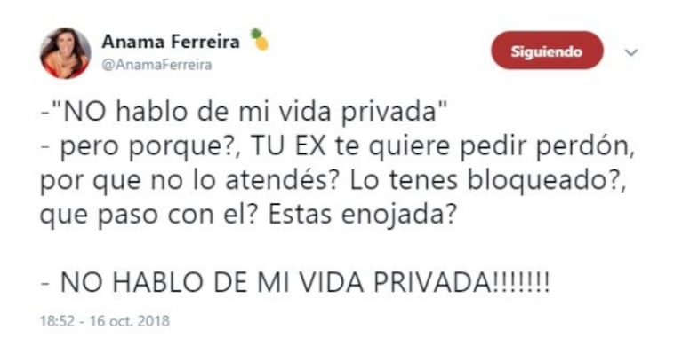 Anamá Ferreira, furiosa con el ciclo de Luli Salazar: "Una nota horrible y quisieron que hable con mi ex"