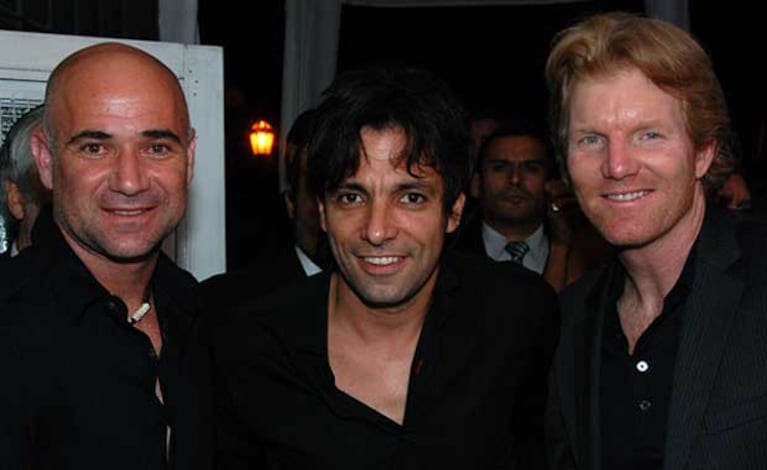 Andre Agassi, Martín Bossi y Jim Courier. (Foto: Alejandro Veroutis).