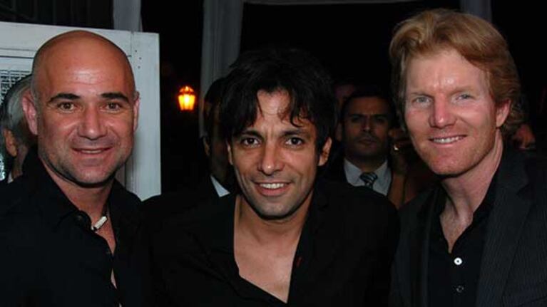 Andre Agassi, Martín Bossi y Jim Courier. (Foto: Alejandro Veroutis).