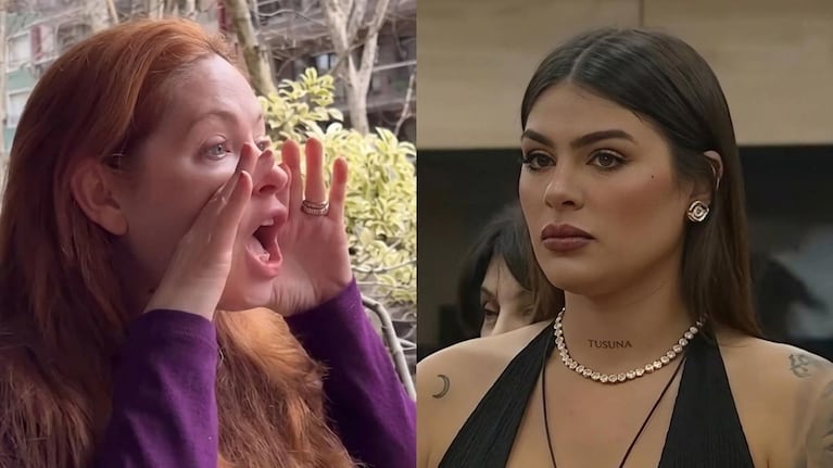 Andrea del Boca pidió el voto contra Luana desde el balcón de su casa. Fuente: redes sociales.