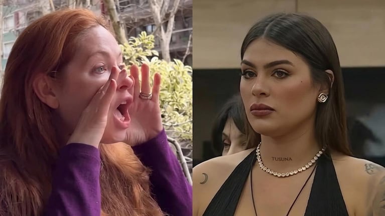 Andrea del Boca pidió el voto contra Luana desde el balcón de su casa. Fuente: redes sociales.