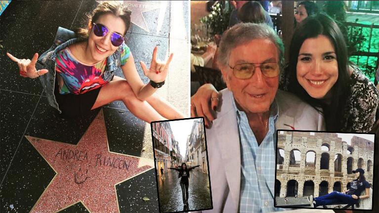 Andrea Rincón dejó su huella en el Paseo de la Fama de Hollywood y luego se encontró con Tony Bennett en Roma. (Foto: Instagram)