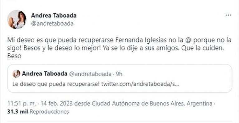 Andrea Taboada disparó con todo contra Fernanda Iglesias: "Violenta y agresiva"