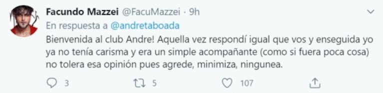 Andrea Taboada le respondió a Marcelo Polino, luego de la llamara 'panelista mal terminada': "Qué feo que una persona te diga eso"